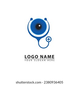 Eye health clinic icon logo. Abstract vector graphic eye health simple flat illustration. good for industry, business, health and eye clinics.