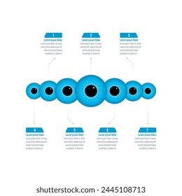 eye health infographic template. seven steps briefing template. annual report, informational template for magazine. Infographic template for industry, healthcare, energy, business, technology, science