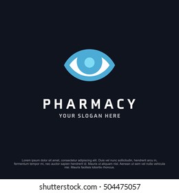 Eye health logo, abstract vector logo design template icon of company identity symbol concept for therapy service, pharmacy, hospital, medical clinic or any natural health care business