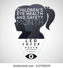 Children’s Eye Health And Safety Month Vector Logo Icon Illustration