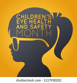 Children’s Eye Health and Safety Month vector logo icon illustration