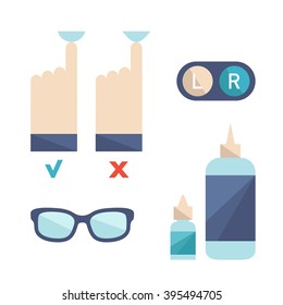 Eye health set, flat vector illustration