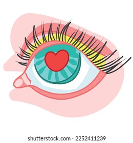 in the eye of the heart, Creepy Valentine clipart, Spooky Valentine, Pastel Goth digital stickers, Alternative Valentine day vector EPS10