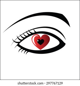 Eye with heart design
