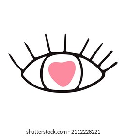 eye with heart. hand drawn. 