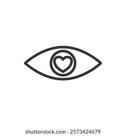 Eye with heart line icon. Vector illustration