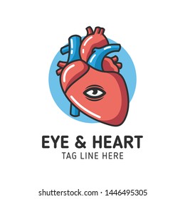 eye and heart logo designs vector
