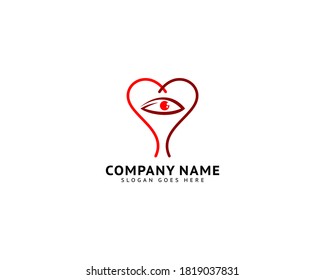 Eye heart love logo vector design