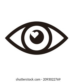 An eye with a heart mark in it. Vector.