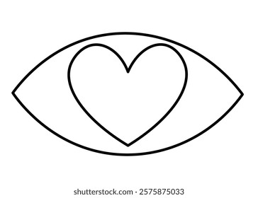 eye with heart shape doodle style. Element for decoration design mail posts postcards poster print invitation background backdrop wrapping wallpaper