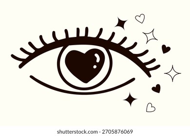 Ojo con corazón. Día de San Valentín Vector Elementos