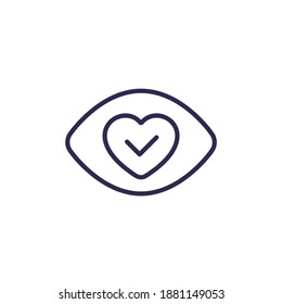 Eye with heart, vector line icon