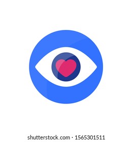 Eye with heart, vector logo design