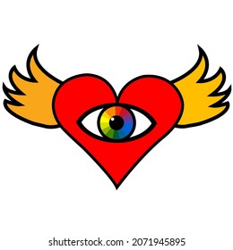 
Eye of the heart with wings