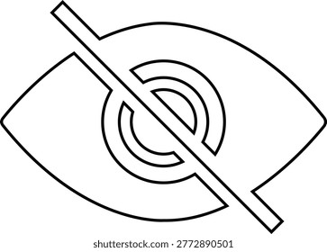 Eye hidden privacy icon unsee invisible view symbols, hide, blind, disable visibility elements, secure protection signs, black flat and line style vector isolated transparent background