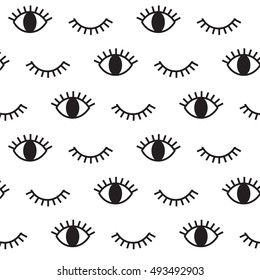 Eye, hipster, black and white pattern. Vector art. svg