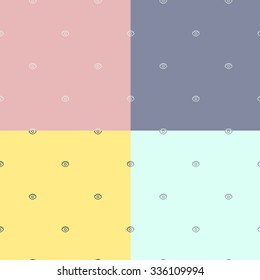 Eye hipster simple seamless pattern set. Blue, yellow, pink, violet repeatable background for kids fabric.