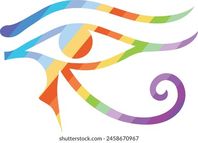 eye of horus (ancient egypt) symbol with rainbow color inside, eye of horus symbol vector illustration.