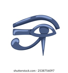 Eye of Horus ancient Egypt symbol protection, health and power. Cartoon hand drawn vector illustration isolated on white background. Print for sticker, logo, web