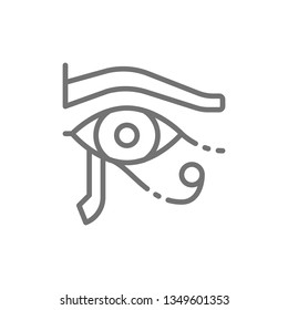 Eye of Horus, ancient egyptian moon line icon.