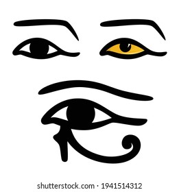 Eye of Horus and ancient egyptian style human eyes - vector design set of magical protection symbols