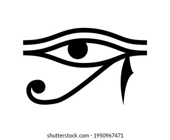 Eye of Horus. Ancient Egyptian symbol. Amulet Wadget. Isolated vector image in black on white background. Vector icon