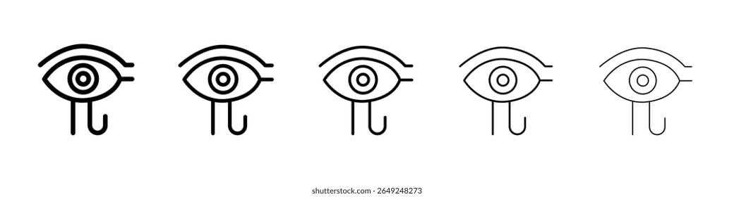 Olho de horus egypt deity ico delineamento de linha fina conjunto ou coleção
