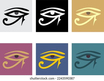 Eye of Horus Egypt Deity icon. Simple illustration of eye of Horus Egypt Deity vector icon for web. Application icons. Vector illustration. Eps 10. Iconic Egyptian hieroglyph eye icons.