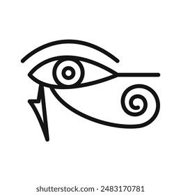 Ojo de Horus Egipto Icono de la deidad Línea negra Vector de arte