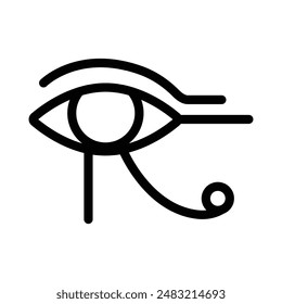 Ojo de Horus Egipto Deidad icono lineal logo marca en blanco y negro