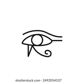 Ojo de Horus Egipto Icono de la deidad contorno colección en negro y sobre fondo blanco