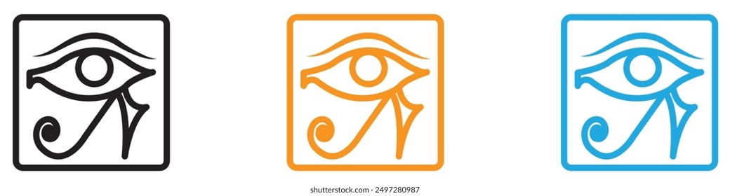 Ojo de Horus Egipto Icono de la deidad logotipo de Vector conjunto de colección para App de Web ui