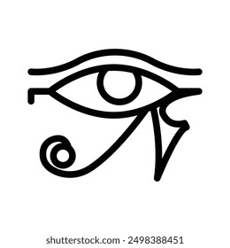 Ojo de Horus Egipto Deidad icono lineal logo marca en blanco y negro