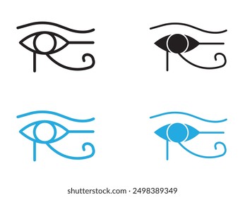 Ojo de Horus Egipto Icono de la deidad signo de contorno de Vector blanco y negro