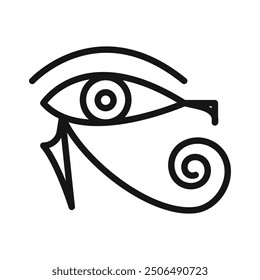 Ojo de Horus Egipto Icono de la deidad Logotipo de Vector de arte de línea negra