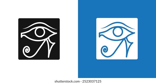 Ojo de Horus Egipto Icono de la deidad Conjunto de Vector plano contorno