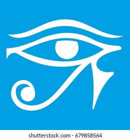 Eye of Horus Egypt Deity icon white isolated on blue background vector illustration