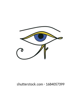 The Eye of Horus icon, ancient Egyptian symbol of protection vector icon isolated on white in line art style. Evil eye popular egyptian amulet vector illustration. 