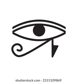 Eye of Horus icon, the Mythological eye of Ancient Egypt symbol. Black icon isolated on a white background.