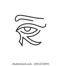 Icono del Ojo de Horus. Una simple pero poderosa representación del antiguo símbolo egipcio de protección, poder real y buena salud. Perfecto para materiales culturales y educativos. Ilustración vectorial