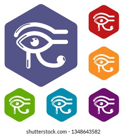 Eye horus icons vector colorful hexahedron set collection isolated on white