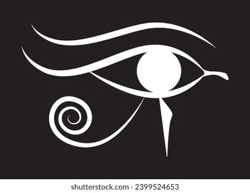 Icono aislado de Ojo de Horus sobre fondo negro. Ilustración vectorial egipcia.