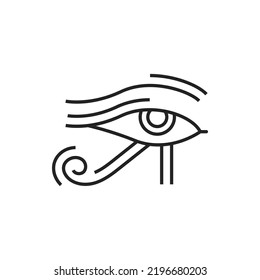 Eye of Horus isolated outline vector icon. Wadjet, wedjat or udjat ancient Egyptian monochrome symbol of protection, royal power and good health