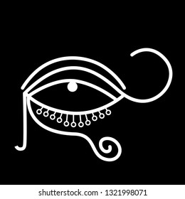 Eye of horus - line art ancient egipt heliocentrum symbol in primitive style. Can be used for fluent design poster, electronic music technology cover, flyer, logo.
