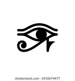 Vector del logotipo Ojo de Horus, ojos de Ra Mythology en el símbolo del Antiguo Egipto. aislado de fondo blanco.