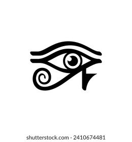 Vector del logotipo Ojo de Horus, ojos de Ra Mythology en el símbolo del Antiguo Egipto. aislado de fondo blanco.