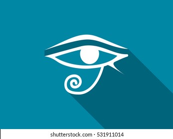 Eye of Horus with a long shadow. Vector illustration.