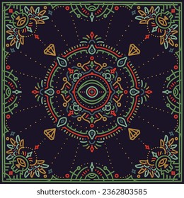 The eye of horus monoline colorful vintage pattern bandana design