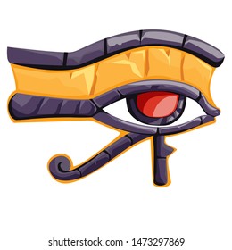 Eye of Horus or Ra or wadjet, ancient Egyptian religious symbol cartoon vector illustration. Falcon eye of sun god, protective amulet symbol of royalty