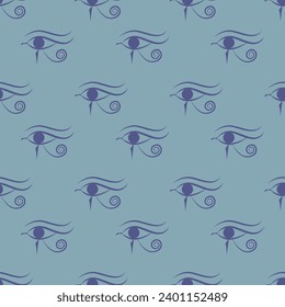 Eye of Horus seamless pattern. Egyptian vector illustration.